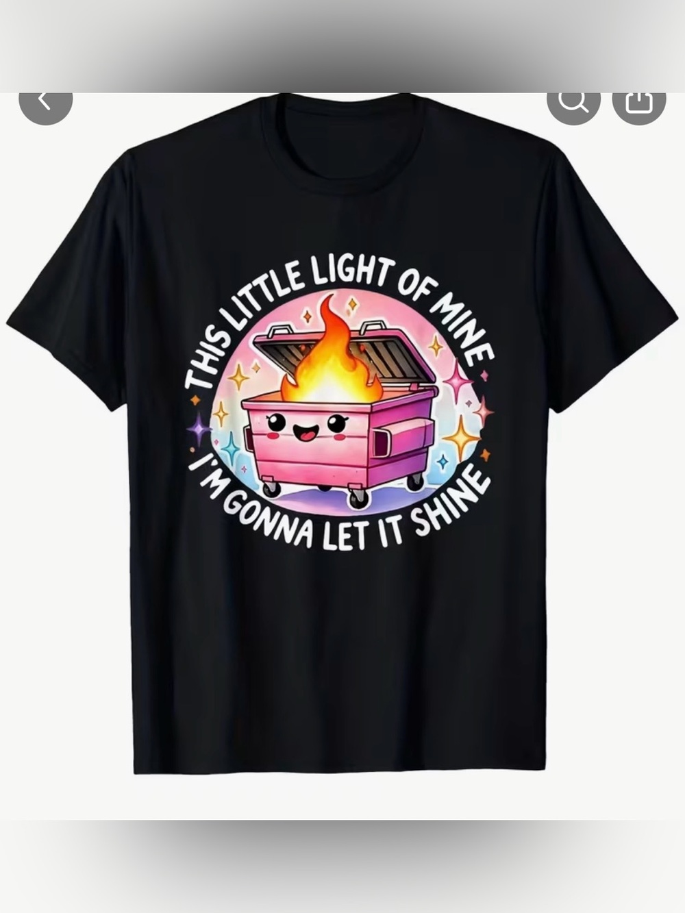 NWT Black Cotton Tee with Pink Dumpster Fire Graphic, Multiple Sizes